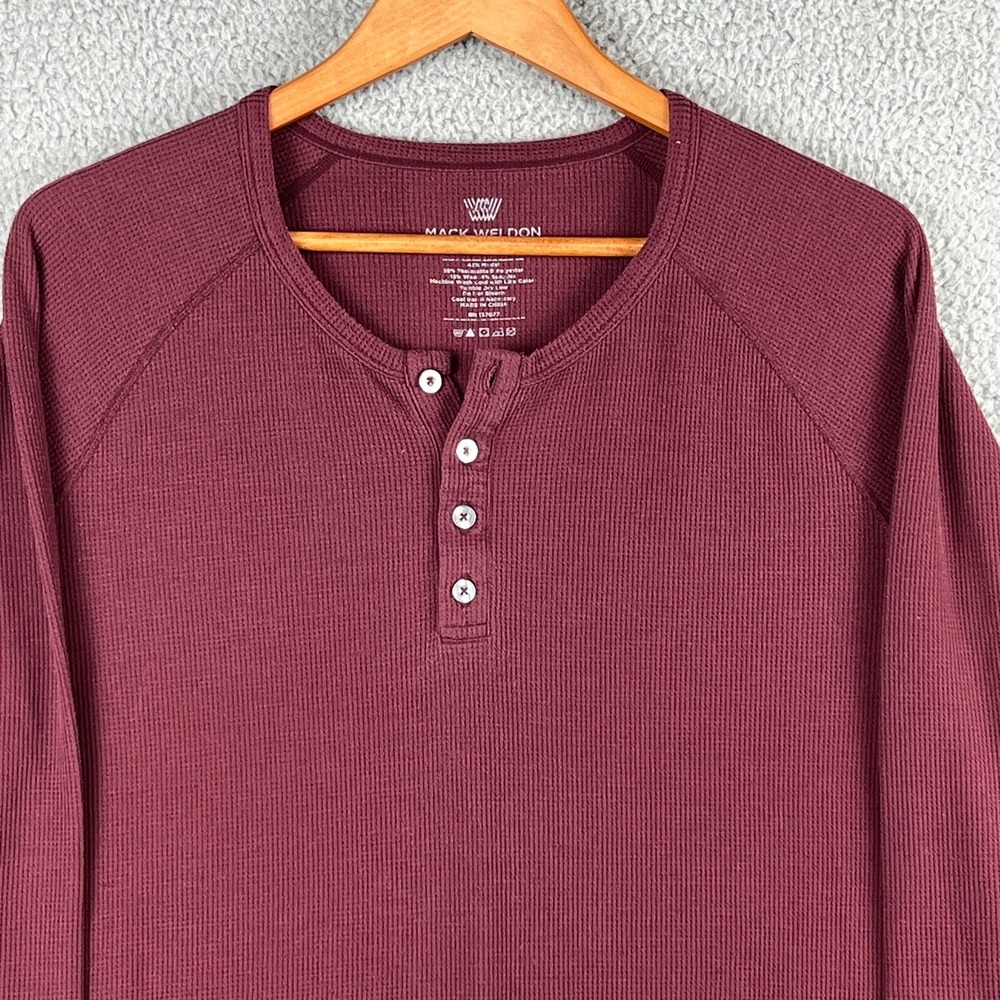 Mack Weldon Thermal Henley‎ Shirt Mens XXL Red Long Sleeve Wool Blend Casual - Picture 2 of 13